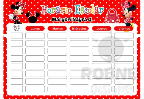 Minnie Mouse rojo Horario Escolar